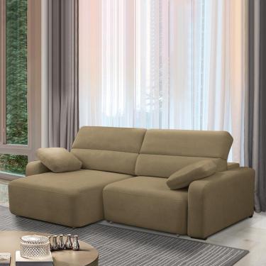 Imagem de Sofá Decorativo Sala de Estar Ícaro 2 Lugares 200cm Reclinável e Retrátil Bouclê Castor