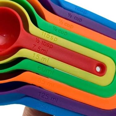 Imagem de Kit Medidor de Cozinha com 6 Pçs Colheres de Xícaras Medidores Colorid