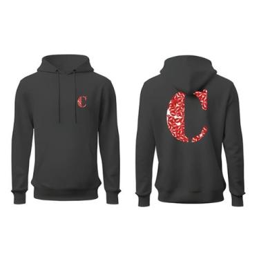 Imagem de Moletom Unissex Canguru Com Capuz Letra Namorados Casal Blusa De Frio 