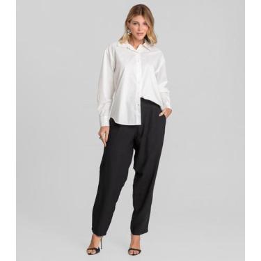 Imagem de Calça Pantalona Feminina Em Alfaiataria Dianna Preto, M, Preto