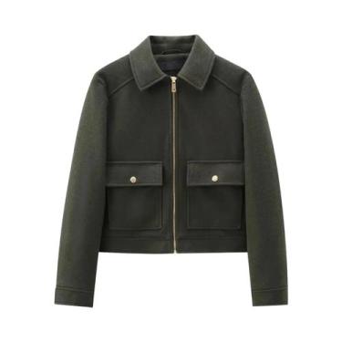 Imagem de Jaqueta Feminina De Inverno Com Zíper E Mangas Longas, Casaco Curto El