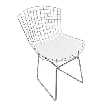 Imagem de Cadeira Bertoia Cromada Com Assento Sintético Branco