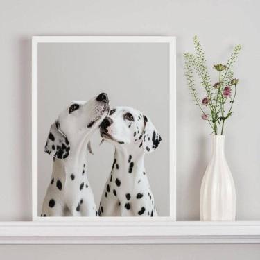 Imagem de Quadro Decorativo Casal De Dálmatas 24X18Cm - Com Vidro