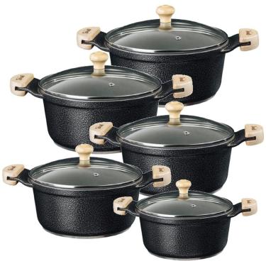 Imagem de Jogo Panela Preto Craq Antiaderente Cerâmica Javali AM 16a24