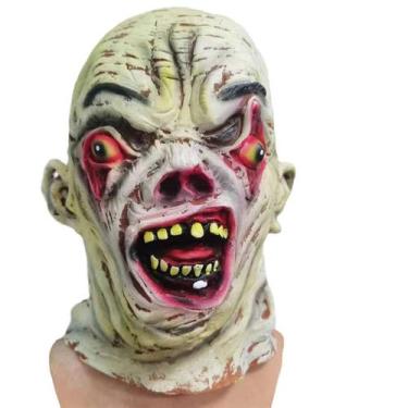 Imagem de Máscara de zumbi de látex de Halloween com cabelo, tom de carne com ol