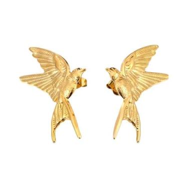 Imagem de Brincos De Beija-flor Banhados a Ouro 18K Para Mulheres, Joias Moderna