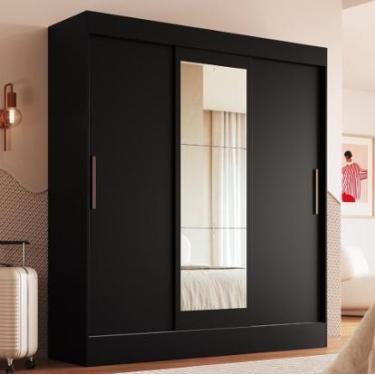 Imagem de Guarda Roupas Londres 3pts Correr 2gav 100% MDF Preto Cod: 676.033 - D