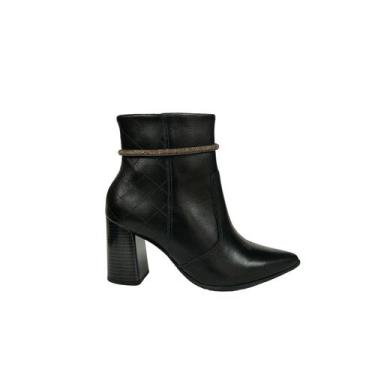 Imagem de Ramarim Bota Cano Curto em Couro Salto 7,5 cm Ref. 2468102, Preto, 36