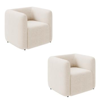 Imagem de Poltrona Sala de Estar Decorativa Kit 2 Laguna Bouclê Bege K01 - D'Rossi