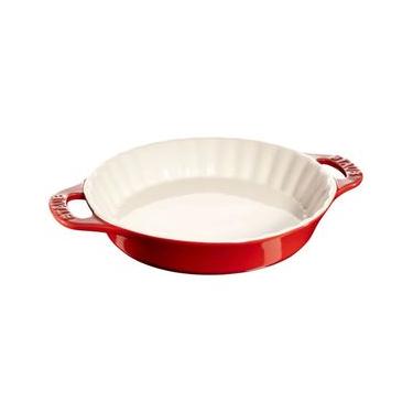 Imagem de TRAVESSA DE TORTA STAUB REDONDA EM CERÂMICA VERMELHO CEREJA 28CM 405111670