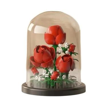 Imagem de Conjunto De Blocos De Montar 3D DIY Buquê Eterno De Rosas Com Caixa De