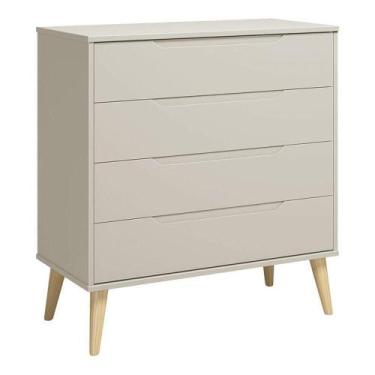 Imagem de Cômoda Gaveteiro Retrô Elfe Areia Acetinado Natural - Reller - RELLER 