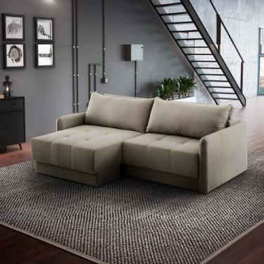 Imagem de Sofá Retrátil 4 Lugares 240cm Itália Braço Slim Veludo Bege NS Cor:Beg
