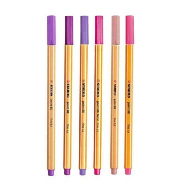 Imagem de Caneta Fineliner 0.4mm Point 88 6 Tons De Rosa E Roxo - Stabilo