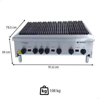 Imagem de Chapa Grill Charbroiler Americana Venancio Corpo em Aço Inox Escovado a Gás 90cm - CGG90 14186