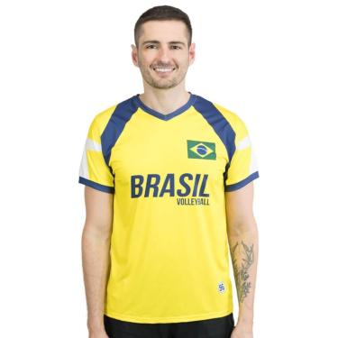 Imagem de Camisa de Vôlei Brasil Retrô 1996 Atlanta Amarela Masculina-Masculino