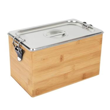 Imagem de AQQHSAIN Composteira Com Tampa, 1,2 Gal., Para Bancada, Restos De Cozinha, Balde Grande, Inodoro E À Prova Odores, Aço Inoxidável (Marrom, 4,5 L)