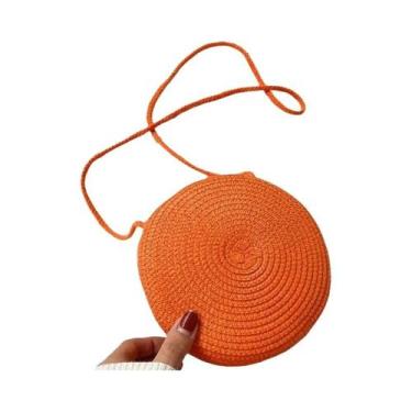 Imagem de Bolsa de Palha Minimalista Redonda - Bolsa Crossbody para Mulheres, Or