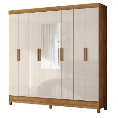 Imagem de Guarda Roupa Casal Marajó 8 Portas Freijó Off White com Espelho – Moval
