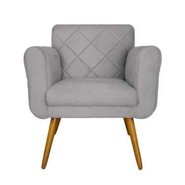 Imagem de Poltrona Decorativa Isabella em Tressê Suede Cinza - DS Móveis