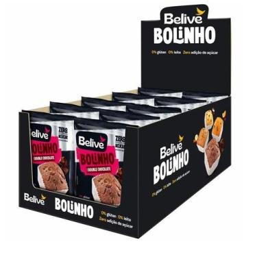 Imagem de Bolinho Double Chocolate Zero Sem Glúten Belive - 10 Unidades de 40g