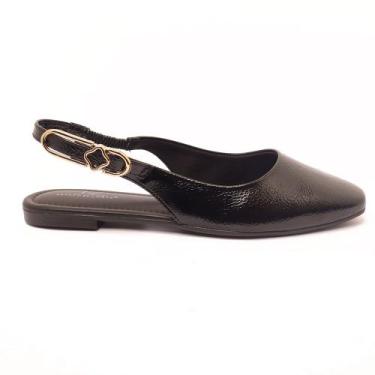 Imagem de Sapatilha Sapato da Corte Slingback Bico Quadrado, Vz preto, 37
