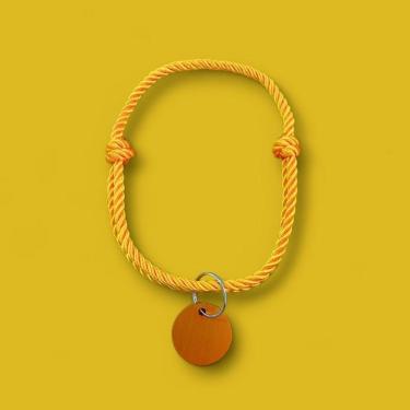 Imagem de Coleira para Pets OEM Colar de Cordas Trançadas Ajustável com Plaquinha de Identificação para Cachorro e Gato Amarelo