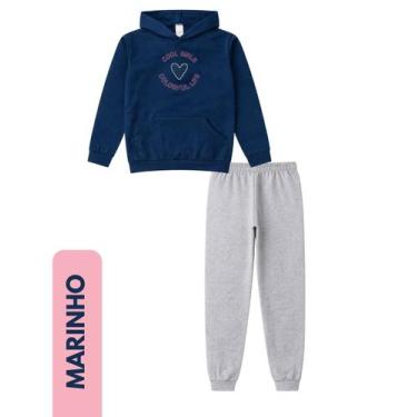 Imagem de Conjunto Moletom Infantil Juvenil Feminino Blusa e Calça Flanelado, co