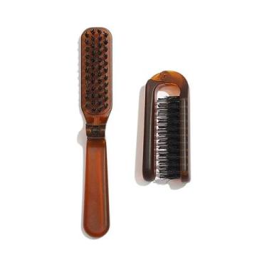Imagem de Escova De Cabelo Portátil Dobrável De Cerdas De Javali Âmbar Para Viag