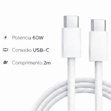 Imagem de Cabo Usb-c Tipo C Turbo Nylon 2m 60w Compatível Com Iphone Branco - A 