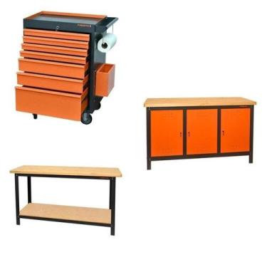 Imagem de Conjunto Bancada para Ferramentas 150cm Carro de Ferramentas Profissio