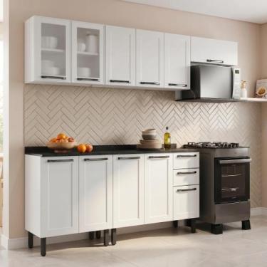 Imagem de Cozinha Modulada em Aço 5 Peças 11 Portas Sendo 2 de Vidro 2 Gavetas F