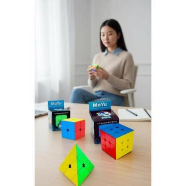 Imagem de 2x Kit 3 Cubos Mágicos: 2x2, 3x3 e Pirâmide Profissional - Congratulat