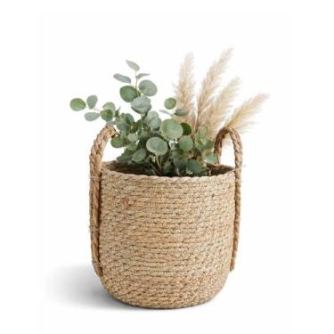 Imagem de Cesto Pacaranas Seagrass Natural C / Alça 26 cm Sala Quarto - jolitex
