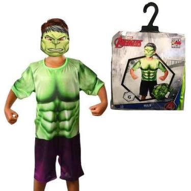 Imagem de Fantasia Infantil Hulk Clássica Curta Com Máscara Super Heroi Dos Ving
