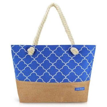Imagem de Bolsa De Praia Grande Viagem Sacola Compras Jacki Design Sm, Azul