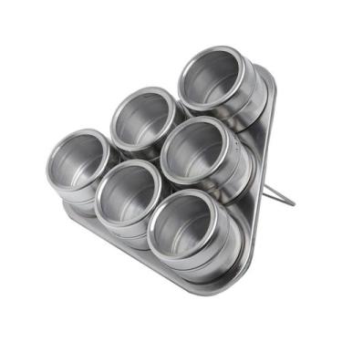 Imagem de Porta Temperos Inox 6 Peças Bon Gourmet - 3688, Prata, 60ml