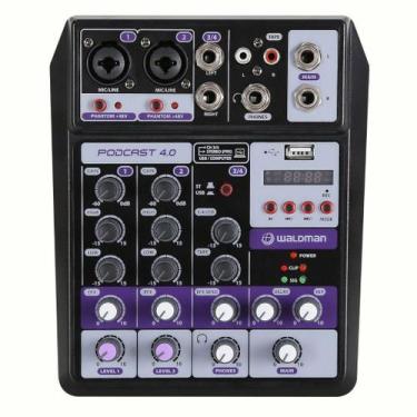 Imagem de Mesa de Som Waldman 4 Canais Podcast 4.0 Mixer Interface