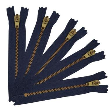 Imagem de Kit 50 Ziper 12cm Para Calça Bolsa Bolso Jeans Azul Marinho - ykk
