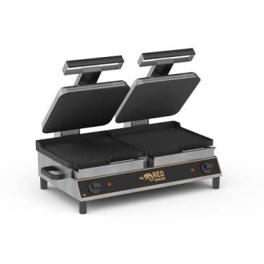 Imagem de Sanduicheira Dupla Elétrica Padrão Mista com Teflon 220V - RED Chamele