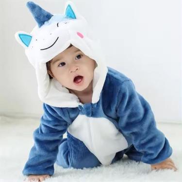 Imagem de Macacão de Frio Inverno Pijama Infantil de Bebê Urso Ursinho Unicórnio