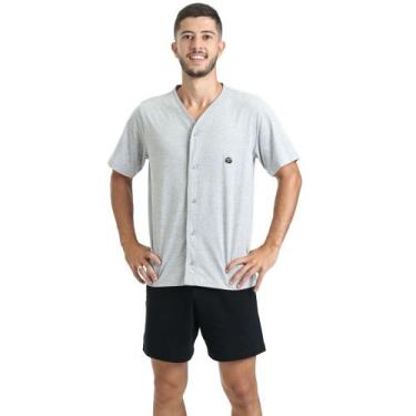 Imagem de Pijama Masculino em Malha de Algodão com Botões - Preto - M - Puff, Pr