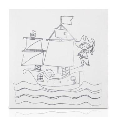 Imagem de Tela Riscada Desenhada Infantil 30x30 Barco Souza - SOUZA & CIA