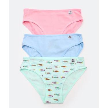 Imagem de Kit 3 Calcinhas Infantil Peixe DelRio Tam 4 a 14 Rosa-53440, M, Rosa, 