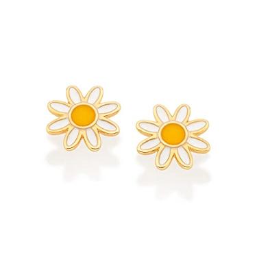 Imagem de Brinco Infantil Banhado Ouro Flor Margarida Rommanel 526711
