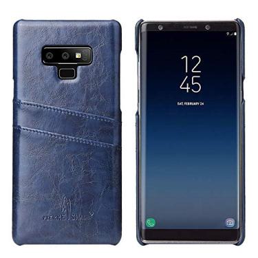 Imagem de Capa ultra fina Fierre Shann Retro Oil Wax Texture PU Leather Case para Galaxy Note 9, com compartimentos para cartões (preto) Capa traseira para telefone (cor azul)