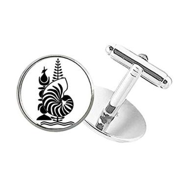 Imagem de DIYthinker Abotoaduras com clipe de botão redondo e emblema Nacional da Nova Caledônia