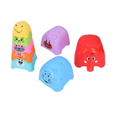 Imagem de Copos empilháveis para bebês, copos empilháveis de animais infinitos, cores brilhantes para brincar em casa para bebês de 6 meses de idade