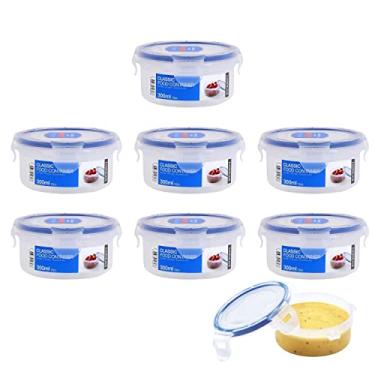 Imagem de Kit Jogo 7 potes hermético tampa travas redondo porta papinha bebê sem BPA Lock&Lock 300mL