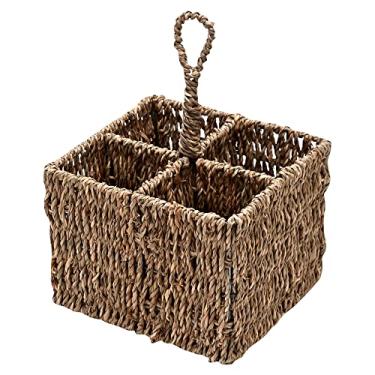 Imagem de Mimo Style Cesto Porta Talher e Organizador, Possui 4 Compartimentos Produzidos em Fibra Natural, Funcional Para Armazenar Talheres e Utensílios Domésticos. Decore Seu Ambiente Com um Toque Rústico